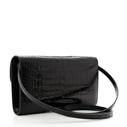 Hermes Shiny Alligator Enamel Constance Long Wallet To Go Black 3 of 8