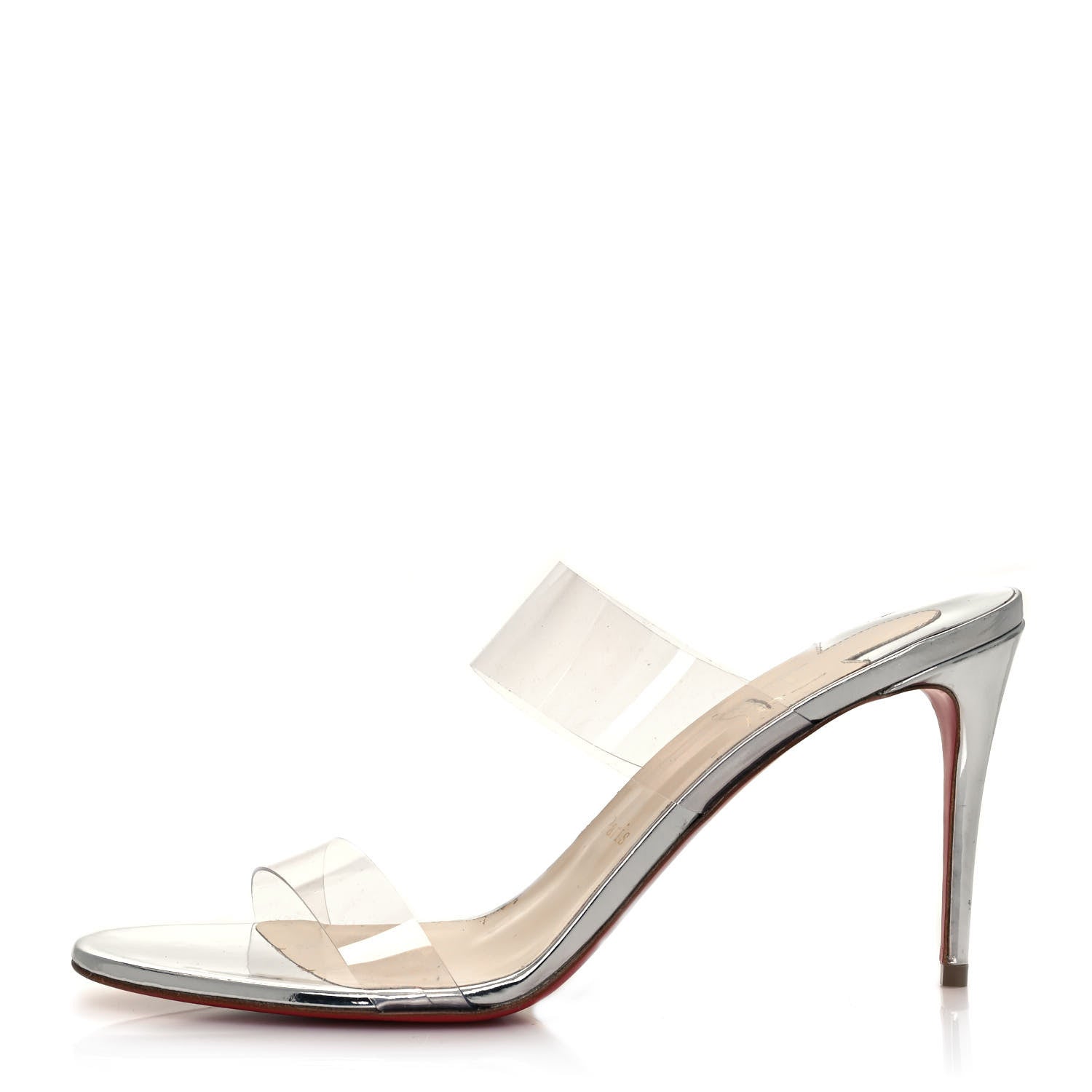 Christian Louboutin Specchio PVC Just Nothing 85 Slide Sandals 41 Silver 1 of 8