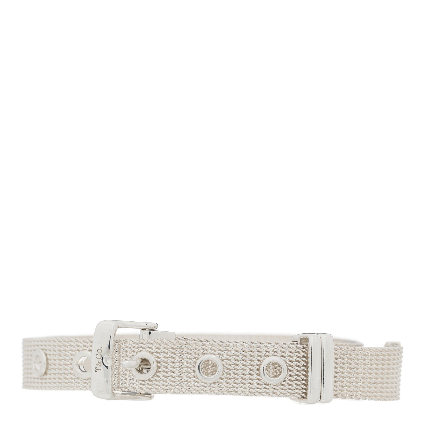 Tiffany Sterling Silver Somerset Double Wrap Buckle Mesh Bracelet 1 of 5