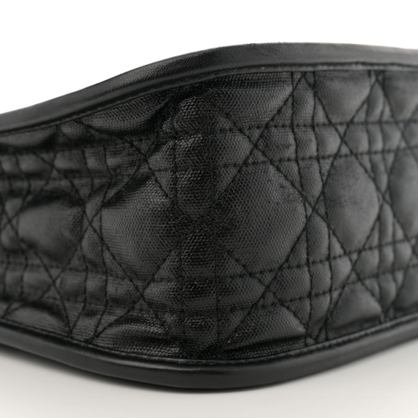 Coated Canvas Cannage Crossbody Bag Black