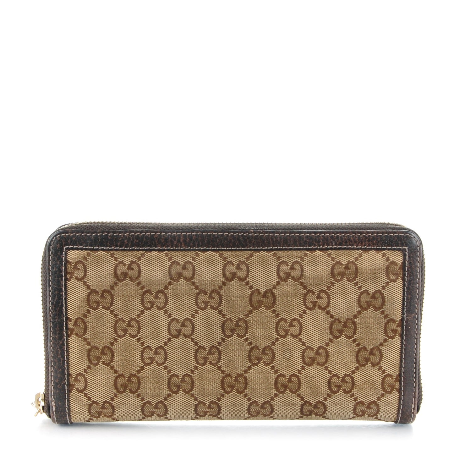 Monogram Calfskin Bamboo Tassel Zip Around Wallet Beige Ebony Chocolate