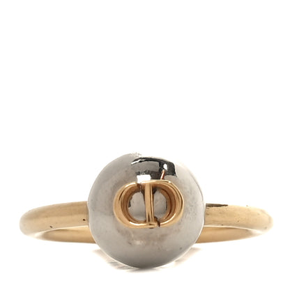 Christian Dior Metal CD Sphere Ring 52 6 Gold Silver 1 of 5