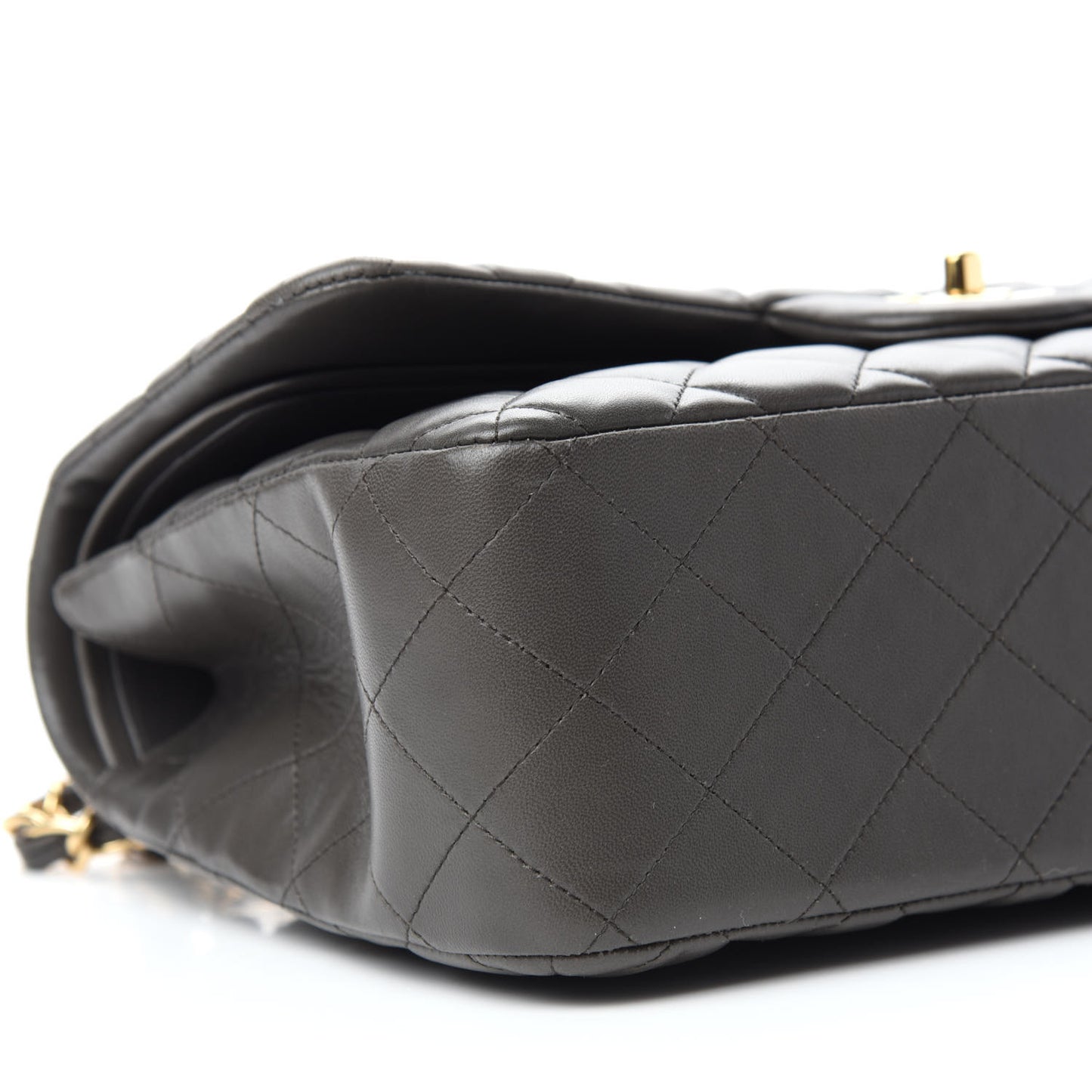 Lambskin Quilted Jumbo Double Flap Grey