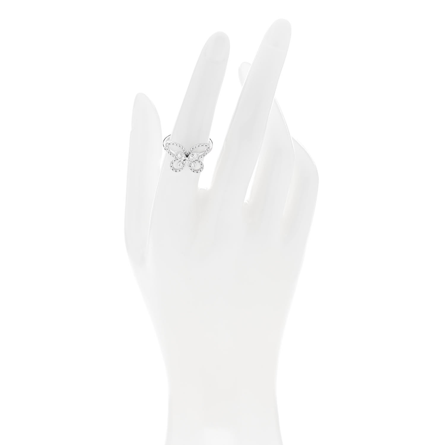 Graff 18K White Gold Diamond Butterfly Silhouette Ring 53 6.5 2 of 8