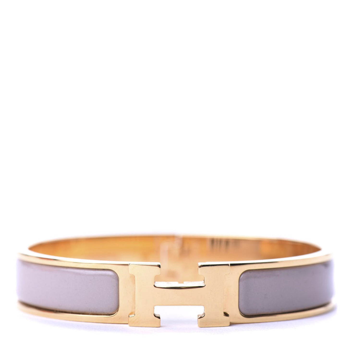 Enamel Clic Clac H Narrow Bracelet PM Marron Glace