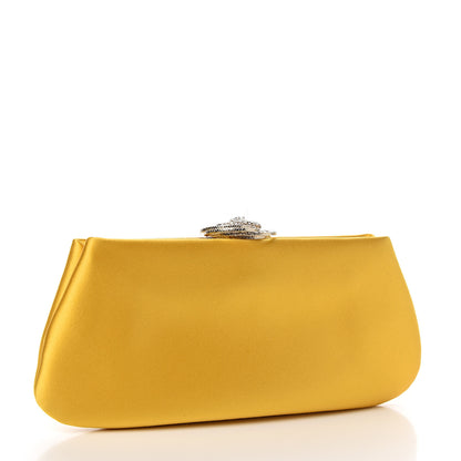 Chanel Satin Crystal Camellia Evening Frame Clutch Yellow 2 of 6