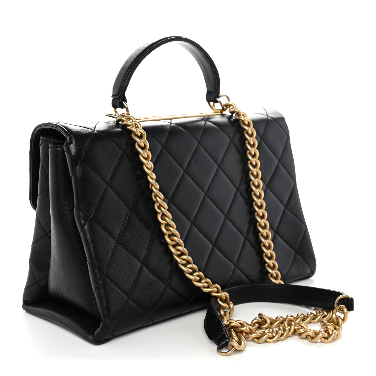 Chanel Lambskin Quilted Large Trendy Spirit Top Handle Bag Black 3 of 10