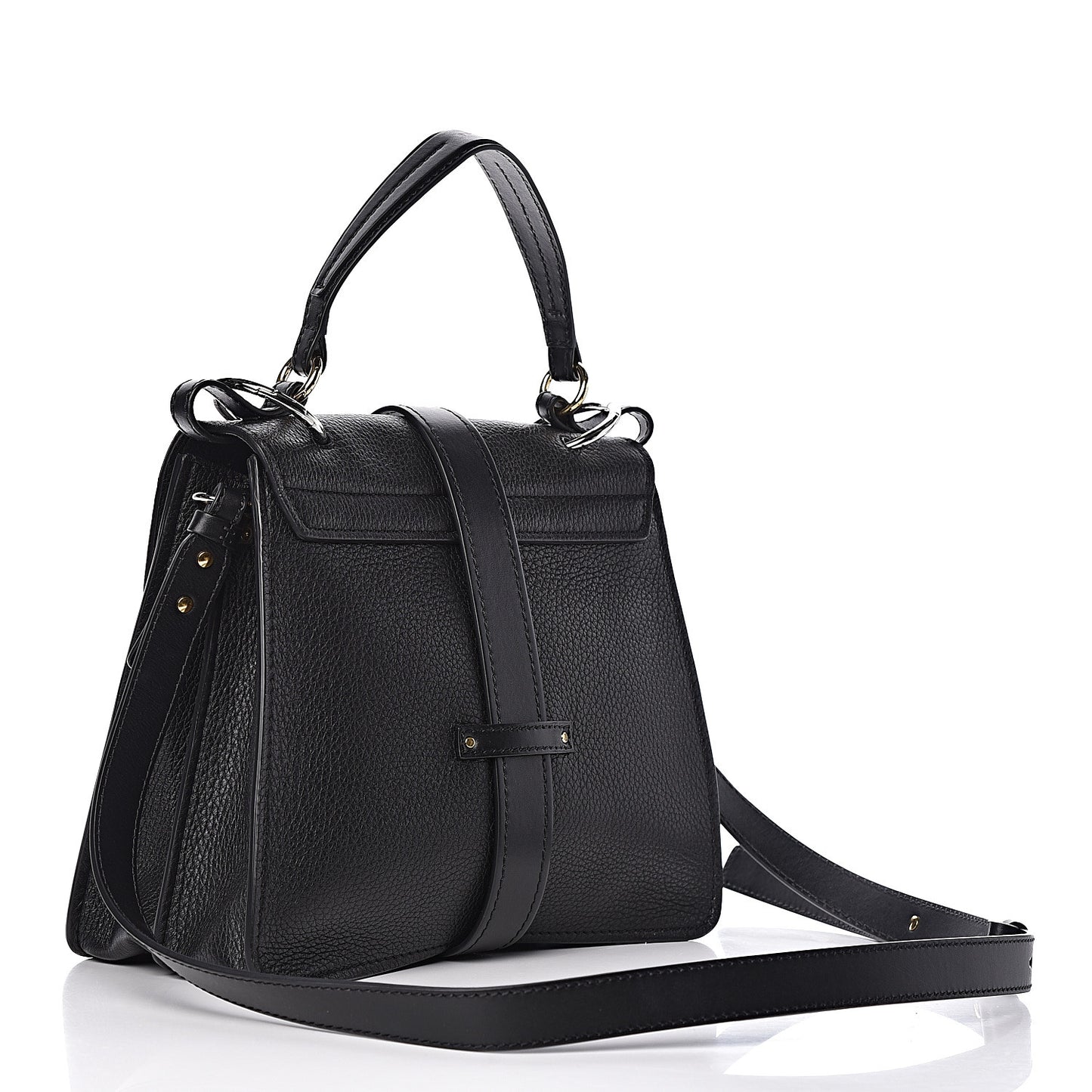 Grained Calfskin Medium Aby Day Shoulder Bag Black
