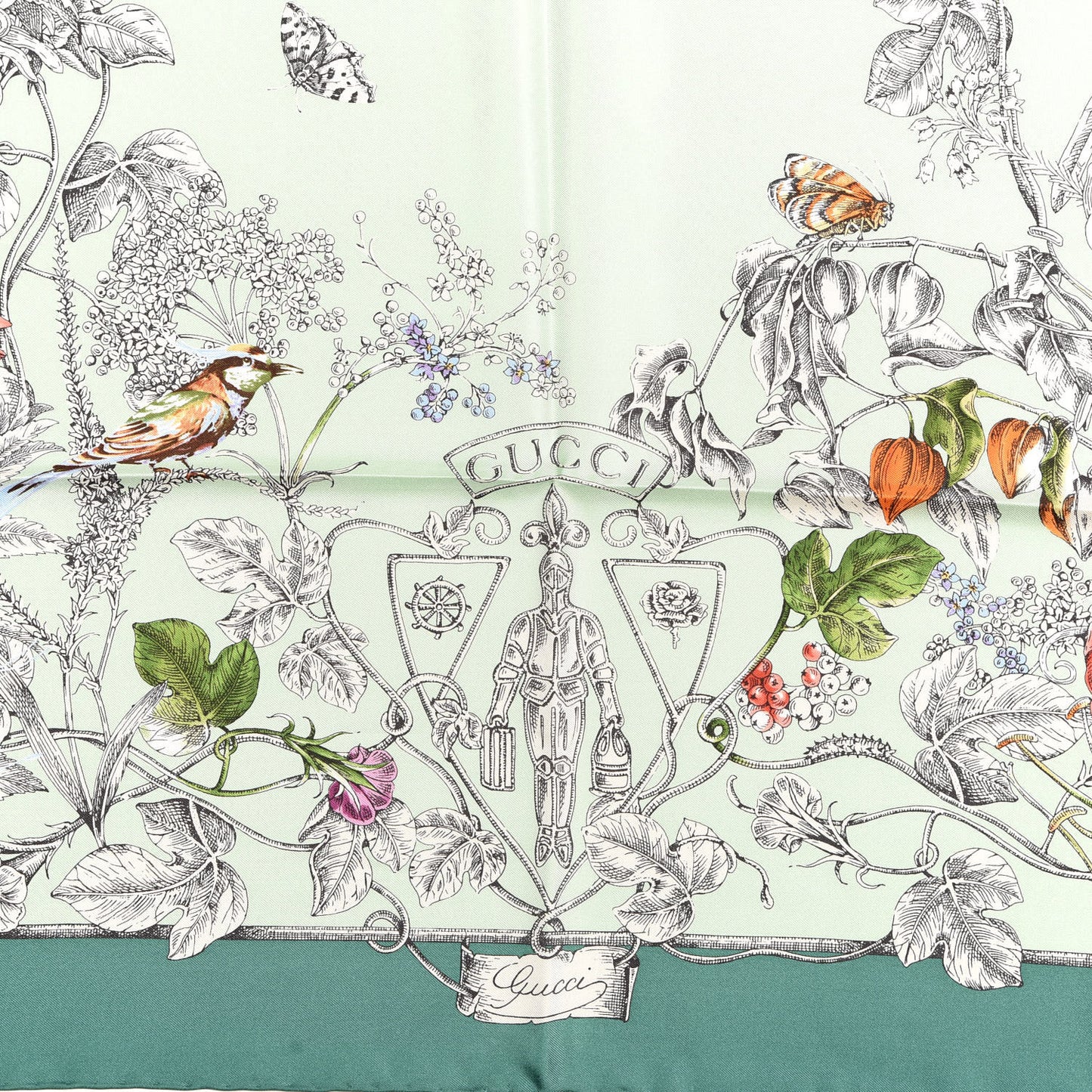 Silk Twill Wondergardenia Square Scarf Emerald