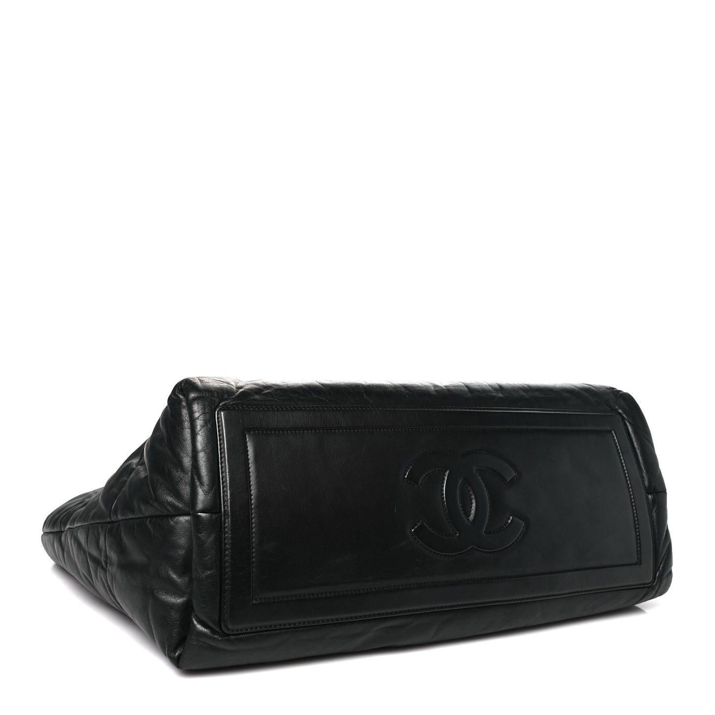 Lambskin Quilted Large Coco Cocoon Reversible Tote Black