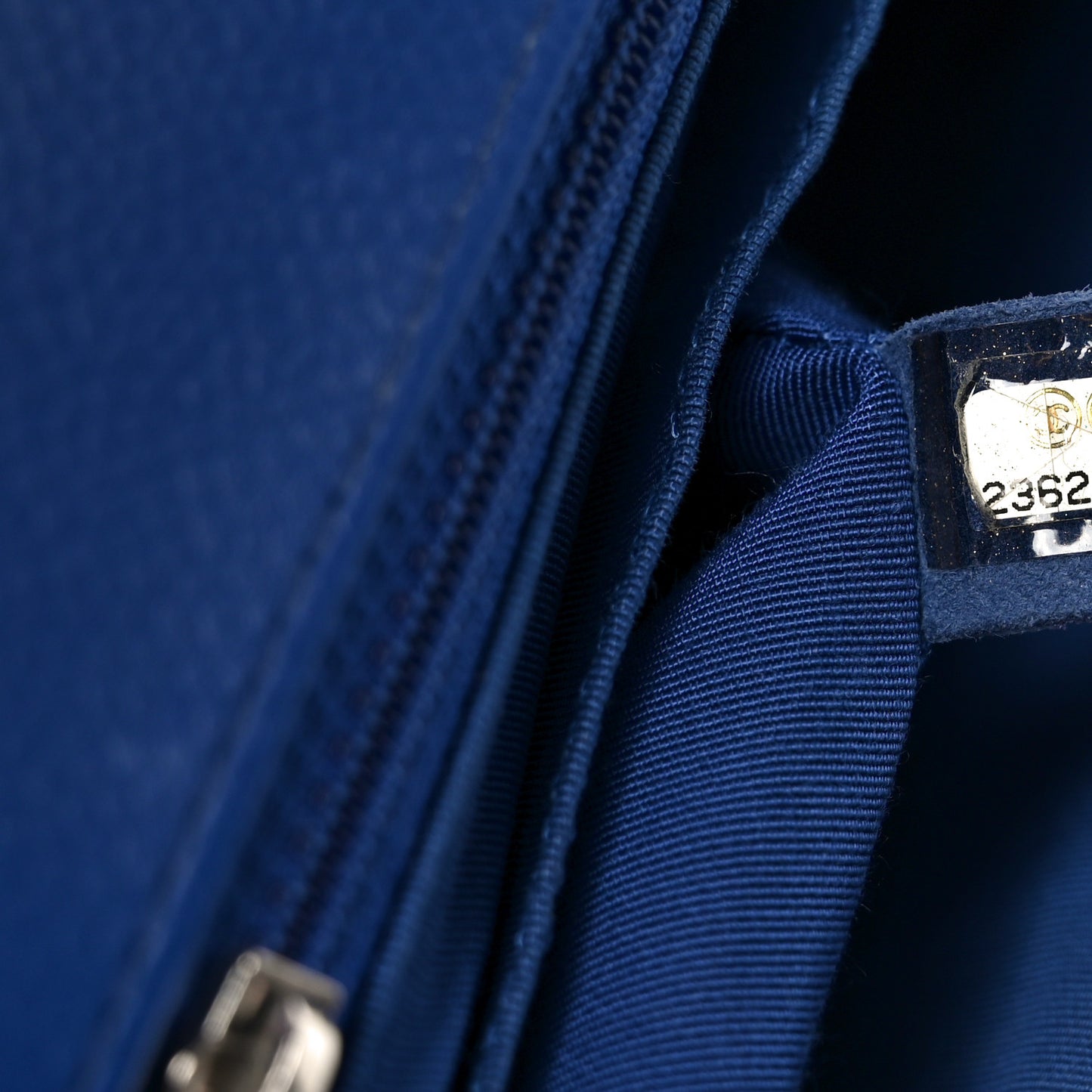 Caviar Chevron Quilted Single Flap Blue