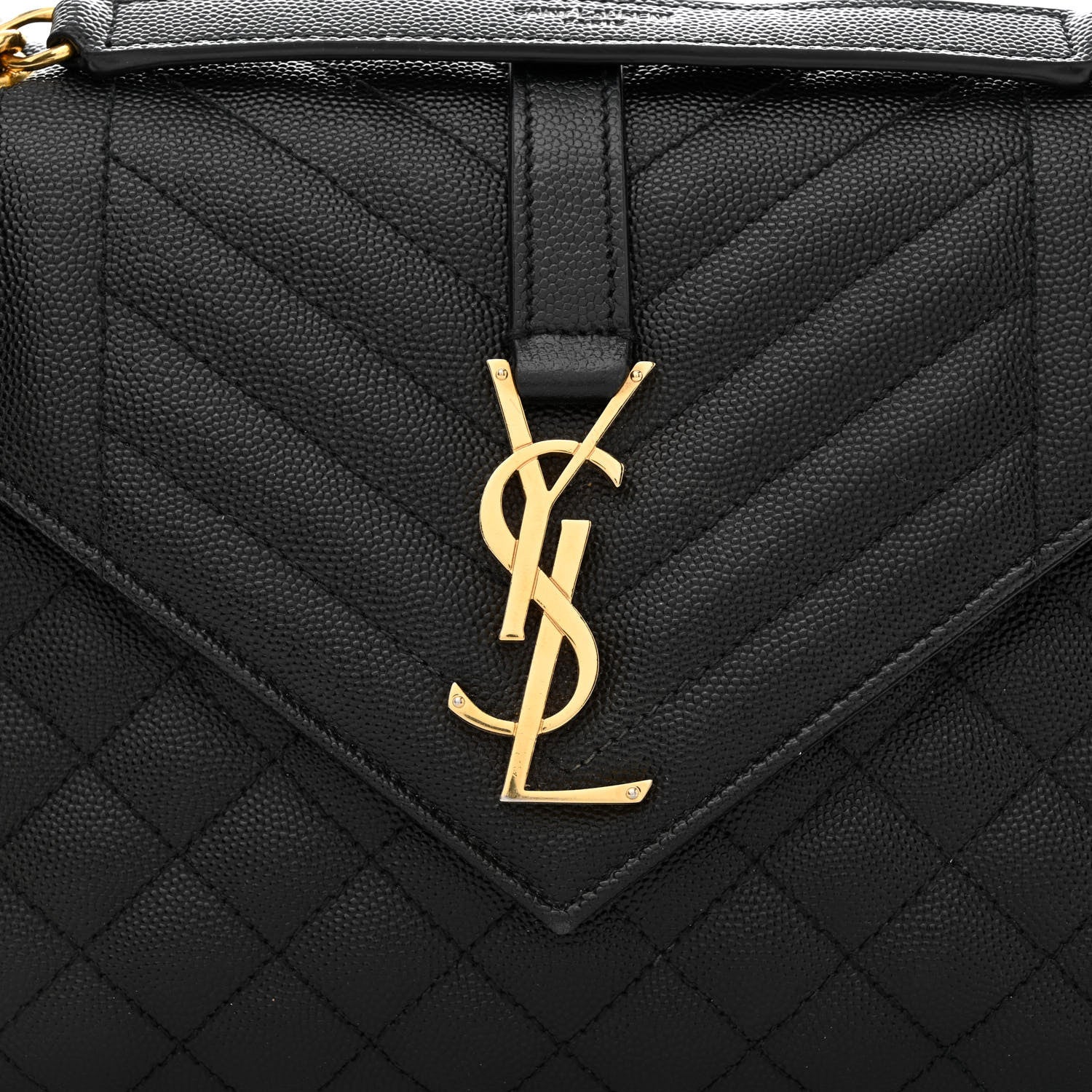 Saint Laurent Grain De Poudre Textured Mixed Matelasse Triquilt Medium Monogram Satchel Black 8 of 11