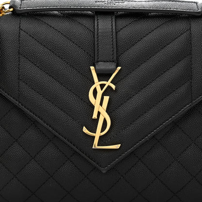 Saint Laurent Grain De Poudre Textured Mixed Matelasse Triquilt Medium Monogram Satchel Black 8 of 11