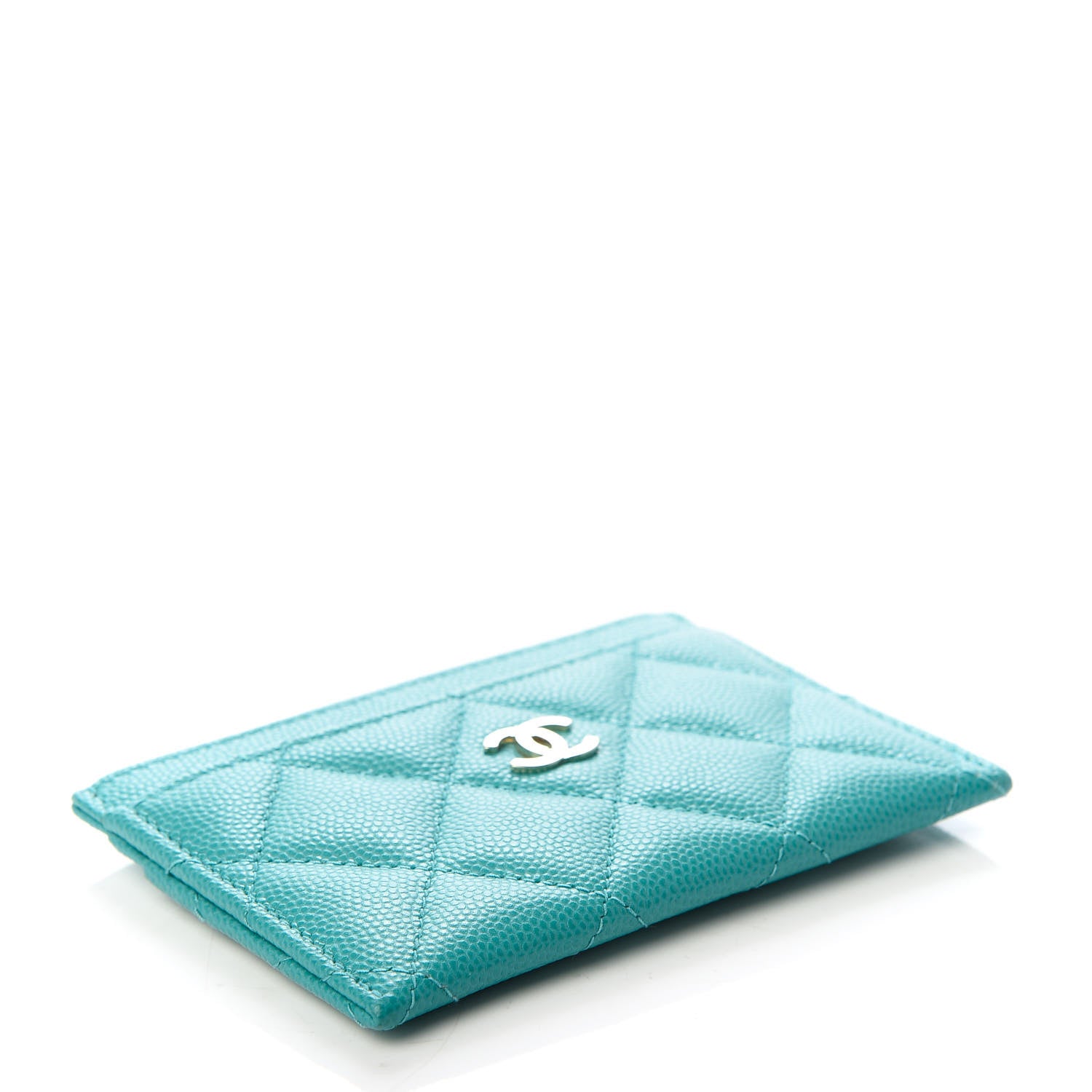 Chanel Caviar Quilted Card Holder Turquoise 4 of 9