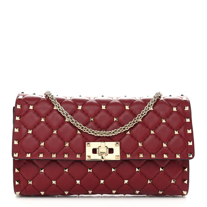 Valentino Garavani Nappa Rockstud Spike Wallet on Chain Rubino 1 of 10