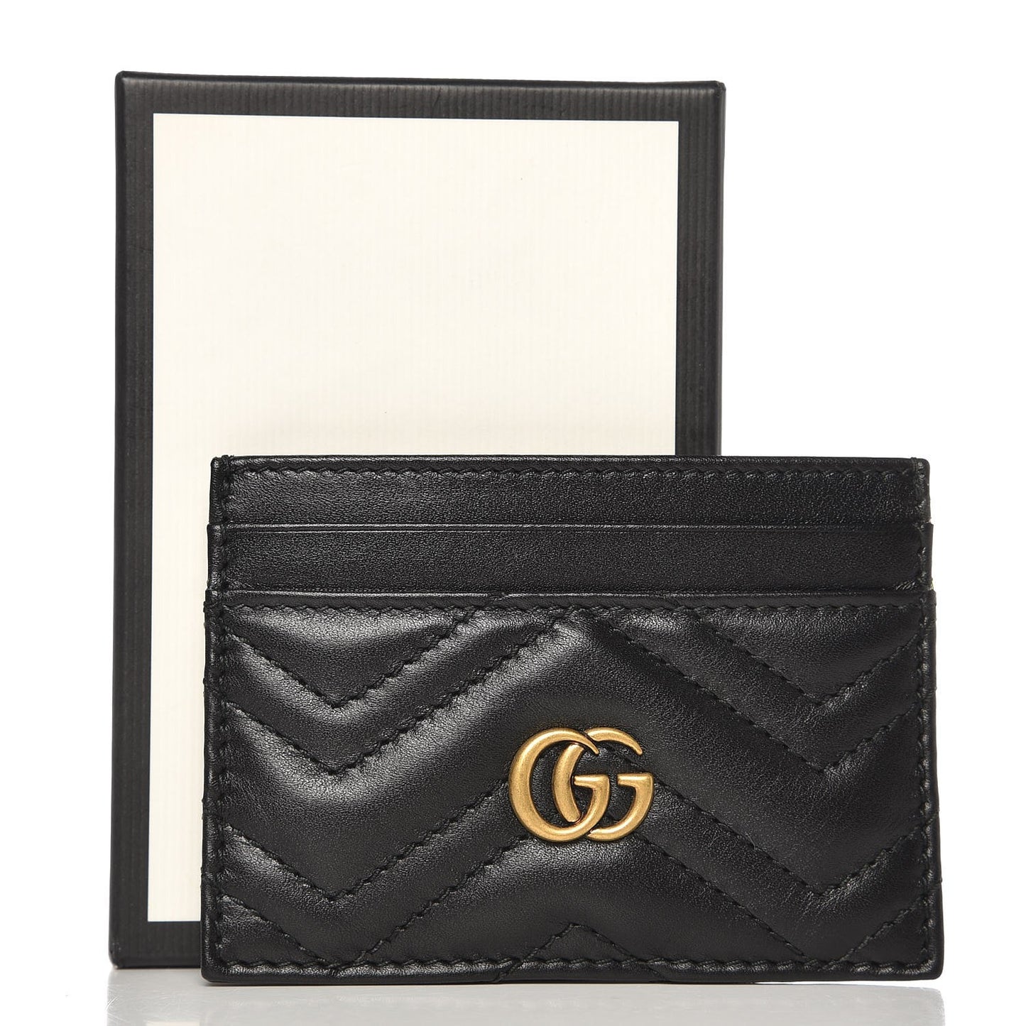 Calfskin Matelasse GG Marmont Card Holder Black