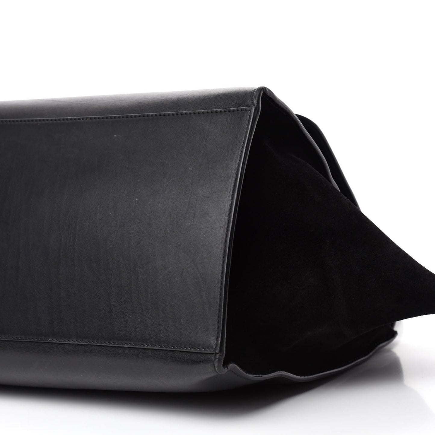 Calfskin Crocodile Embossed Suede Large Trapeze Black