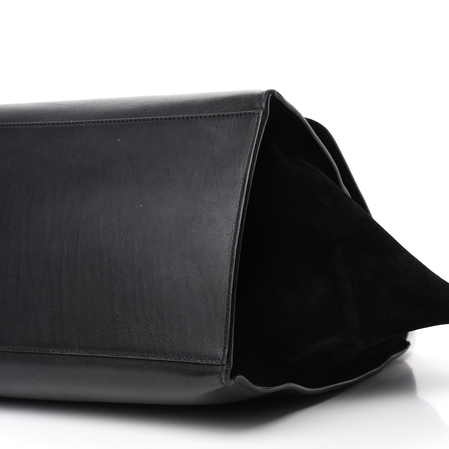Celine Calfskin Crocodile Embossed Suede Large Trapeze Black 7 of 13