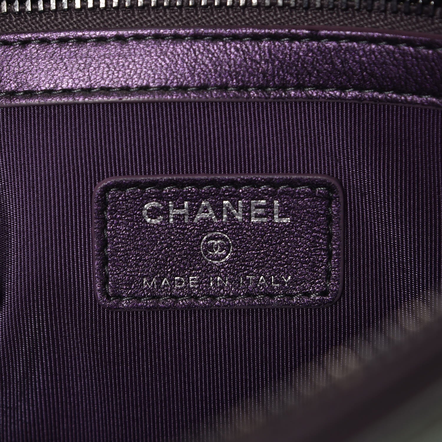 Chanel Metallic Lambskin Quilted Medium Cosmetic Case Purple 6 of 8