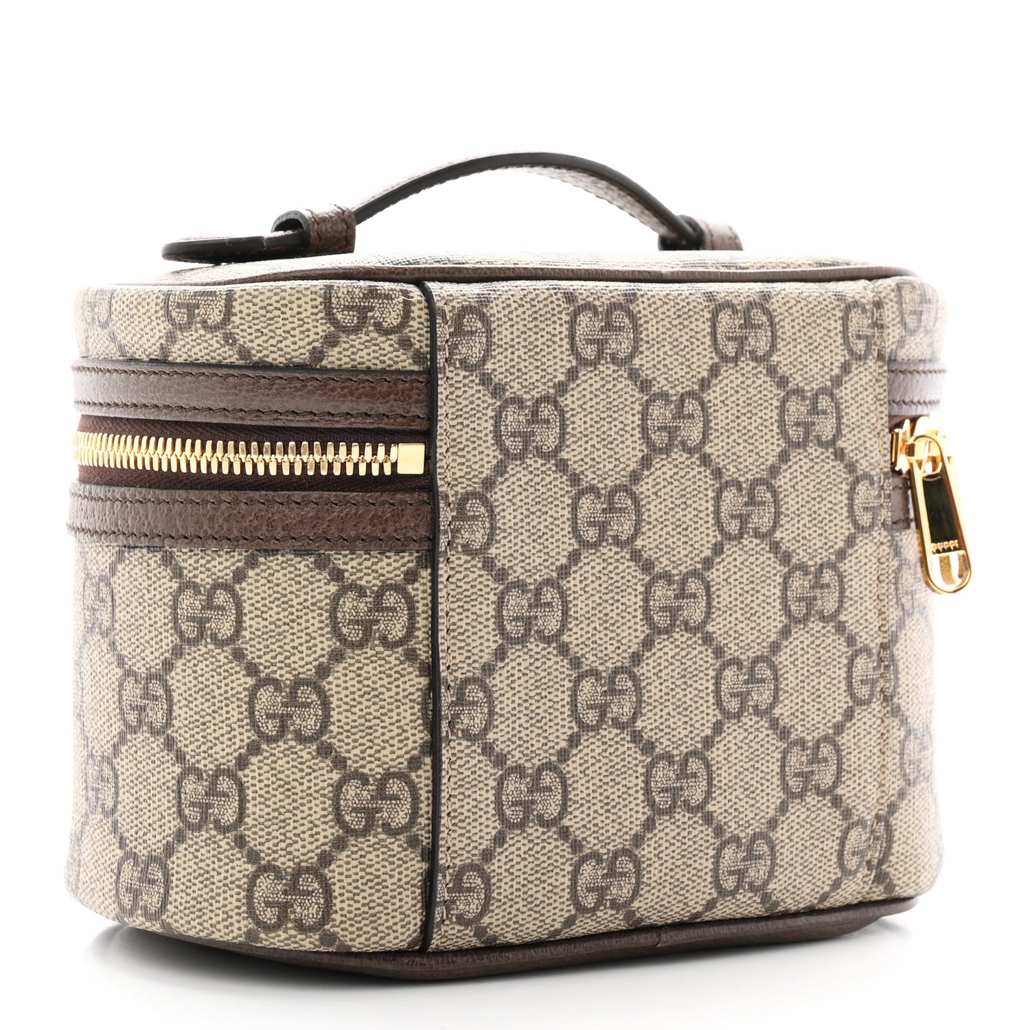 Gucci GG Supreme Monogram Textured Calfskin Web Ophidia Vanity Cosmetic Case Beige Ebony New Acero 3 of 7