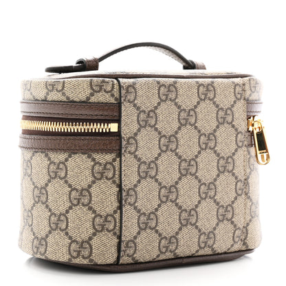 Gucci GG Supreme Monogram Textured Calfskin Web Ophidia Vanity Cosmetic Case Beige Ebony New Acero 3 of 7