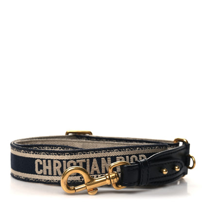 Christian Dior Canvas Embroidered Shoulder Strap Blue 1 of 4