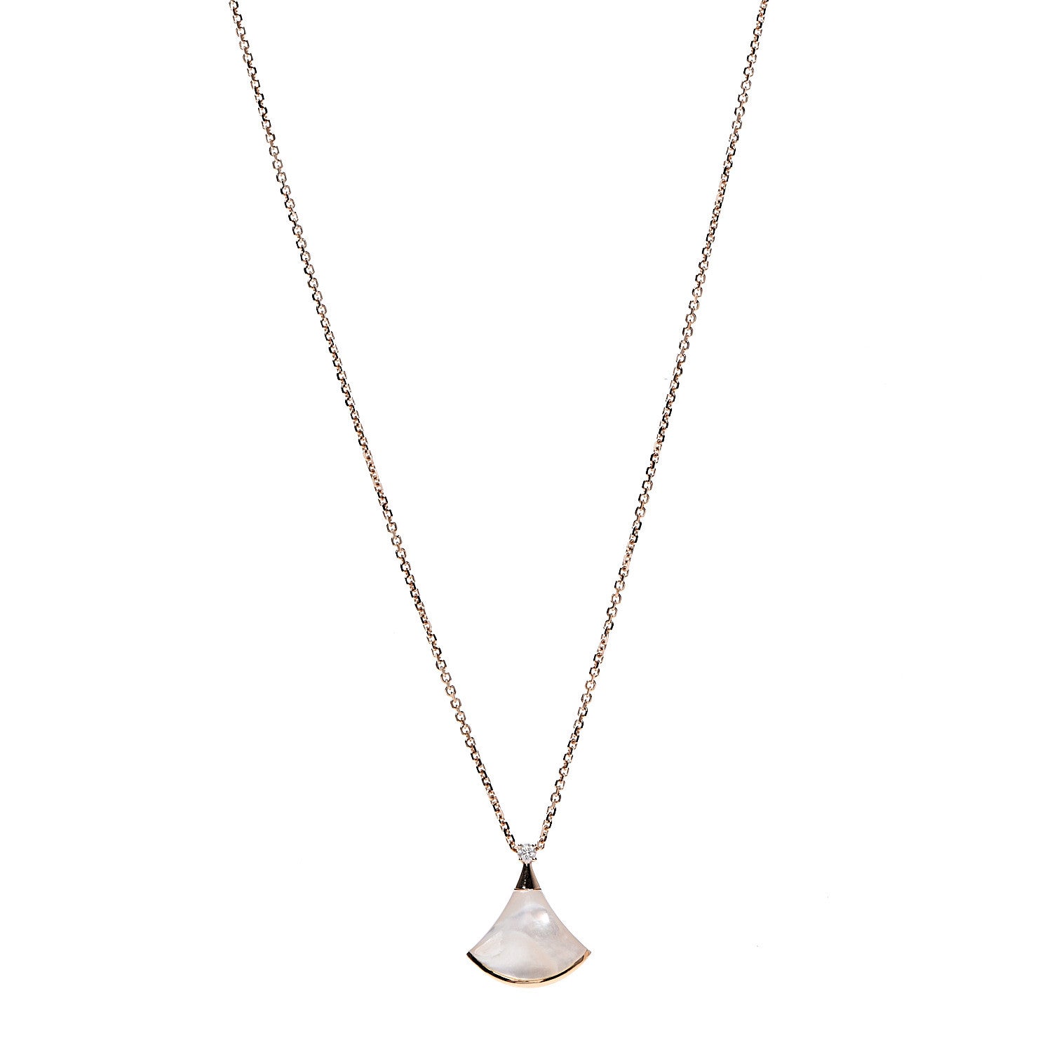 Bulgari 18K Rose Gold Diamond Mother of Pearl Small Divas' Dream Pendant Necklace 1 of 8