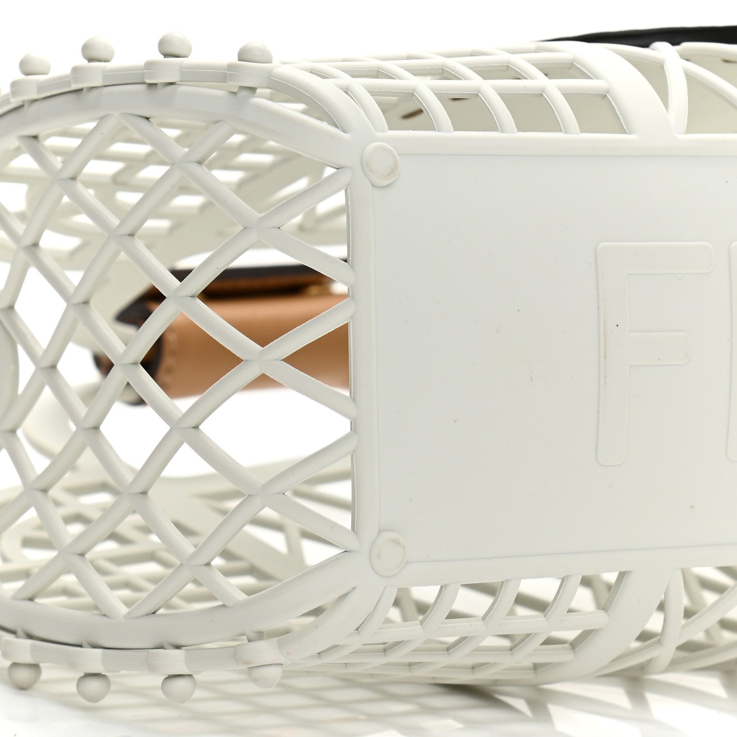 Fendi Recycled Plastic Vitello Liberty Matte Small Fendi Basket White Ice Miele Scuro 7 of 11