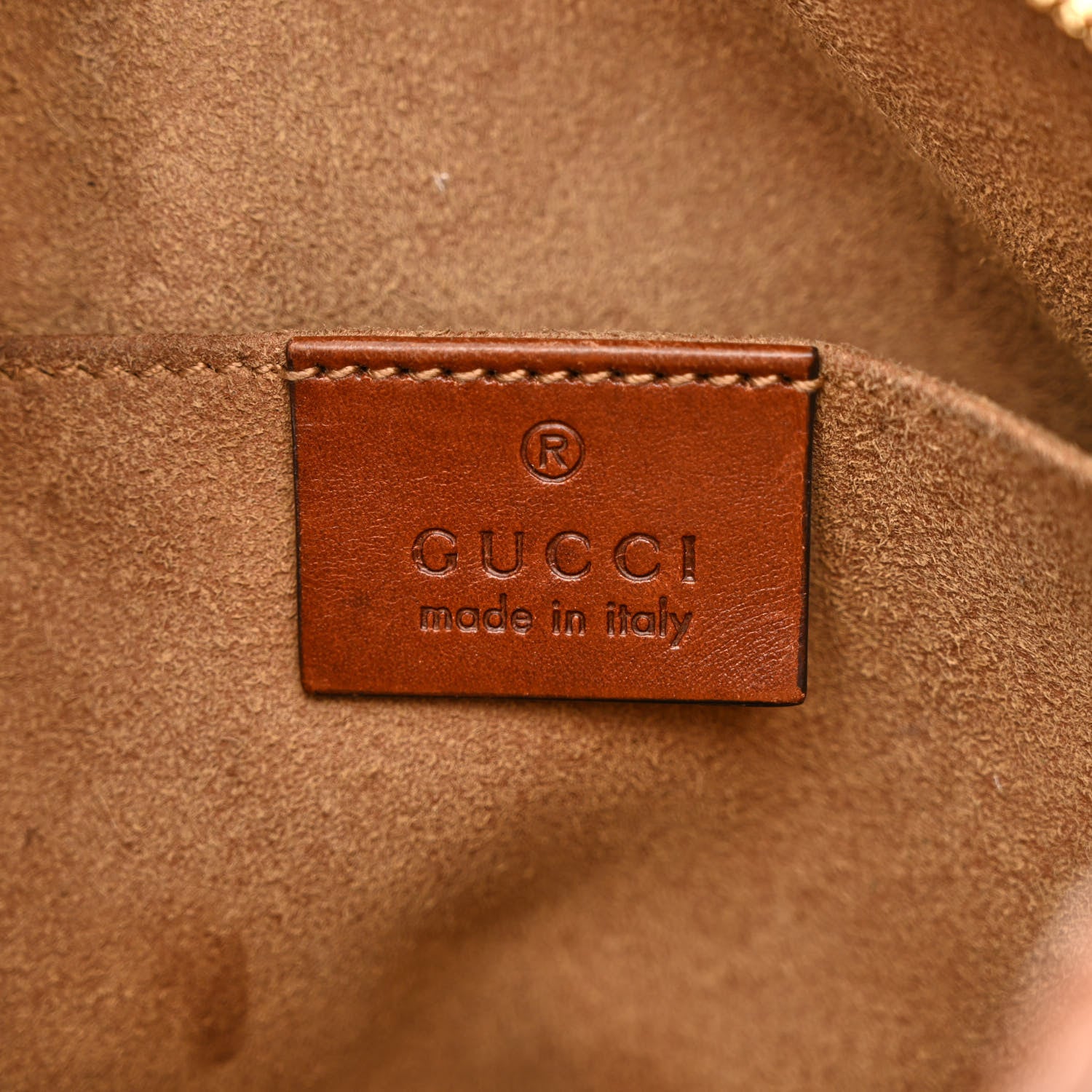 Gucci GG Supreme Monogram Cuoio Toscano Mini Chain Shoulder Bag Beige Ebony Cuir 6 of 12