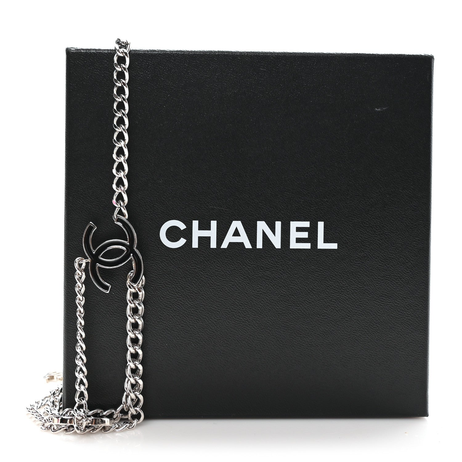 Chanel Enamel CC Chain Logo Belt Silver Black 4 of 4
