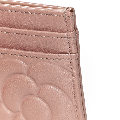 Chanel Goatskin Camellia Embossed Card Holder Light Pink 13 of 15