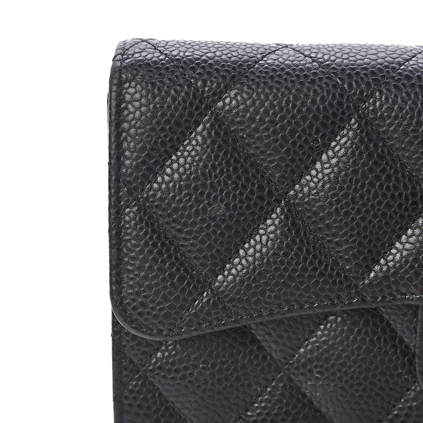 Caviar Quilted Large Flap Wallet Black