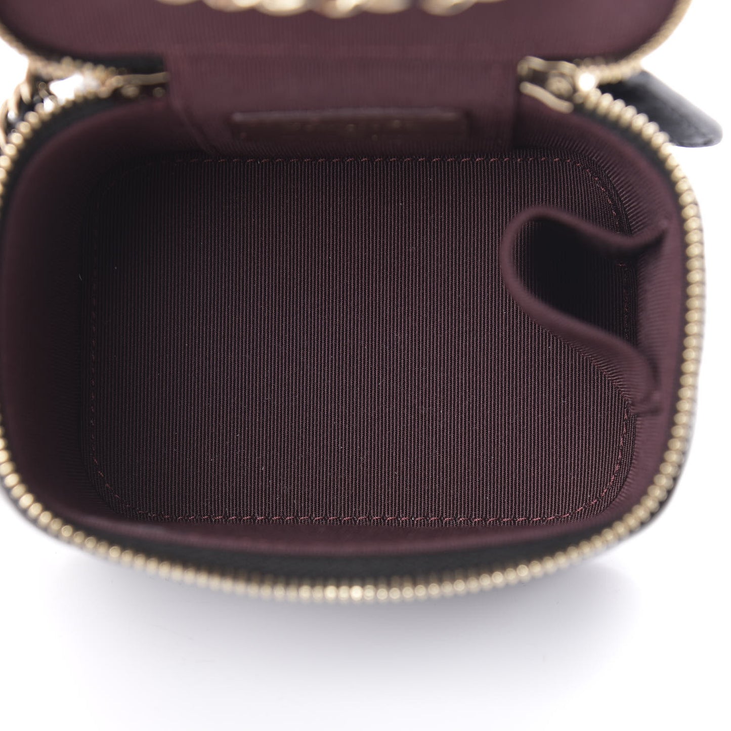 Lambskin Quilted Mini Vanity Case With Chain Black