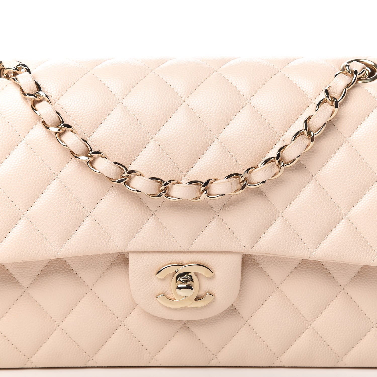 Chanel Caviar Quilted Medium Double Flap Light Beige 10 of 11