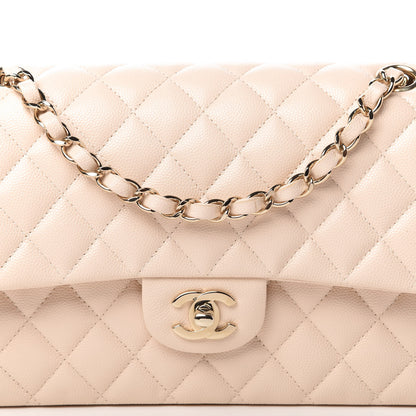 Chanel Caviar Quilted Medium Double Flap Light Beige 10 of 11