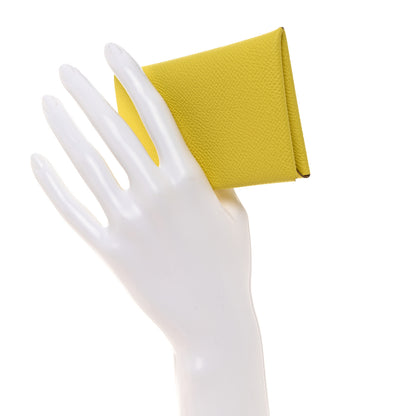 Hermes Epsom Calvi Card Case Lime 2 of 8