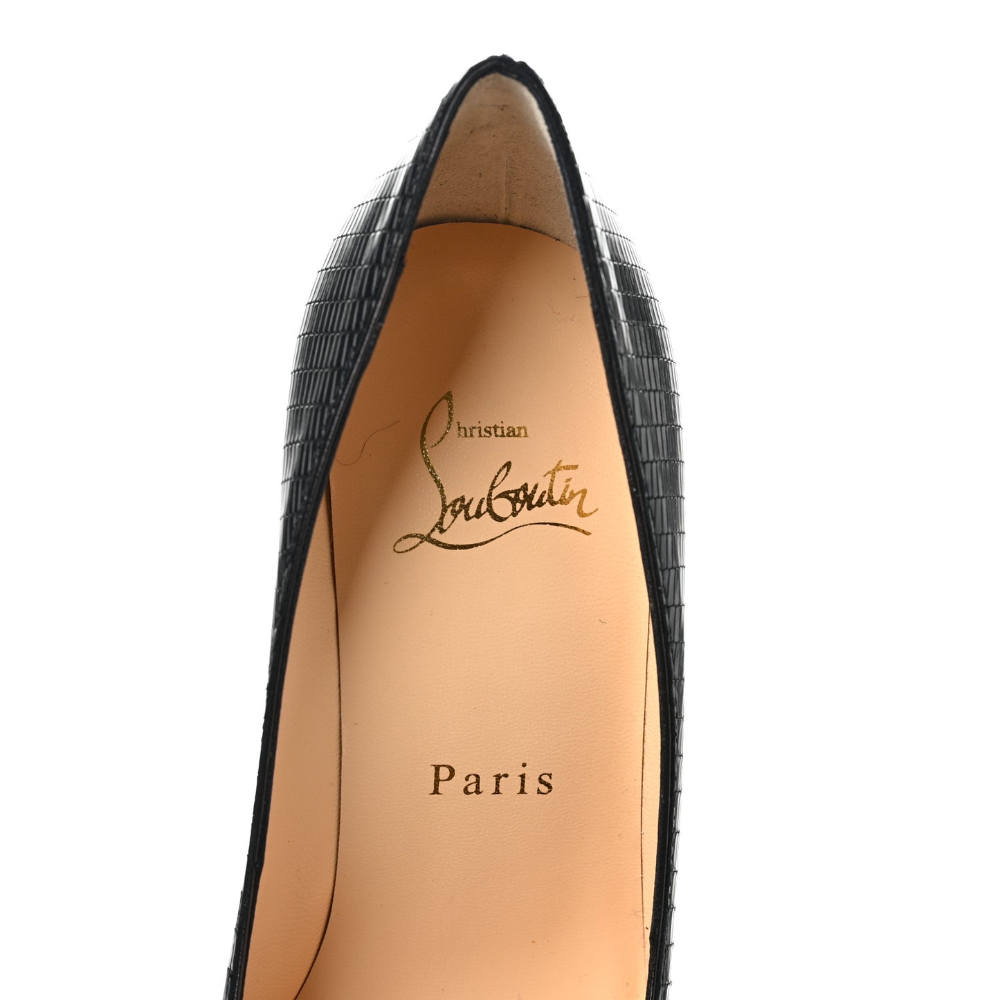 Calfskin Iguana Embossed Kate 100 Pumps 35 Black