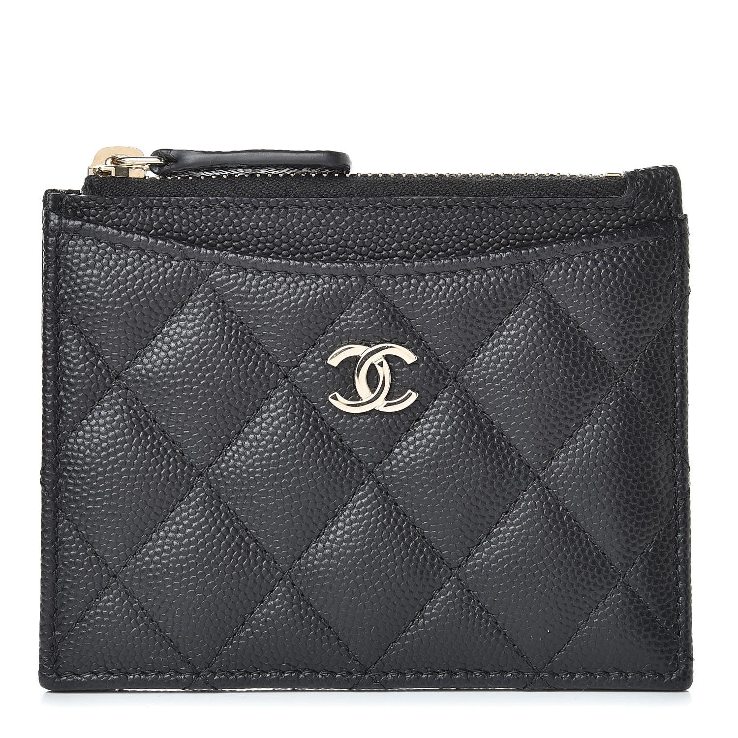 Chanel Caviar Quilted CC Zip Card Holder Black 1 of 8