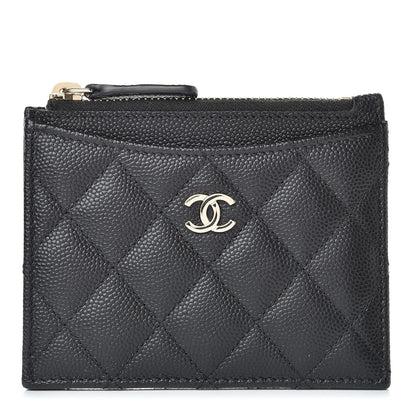 Chanel Caviar Quilted CC Zip Card Holder Black 1 of 8