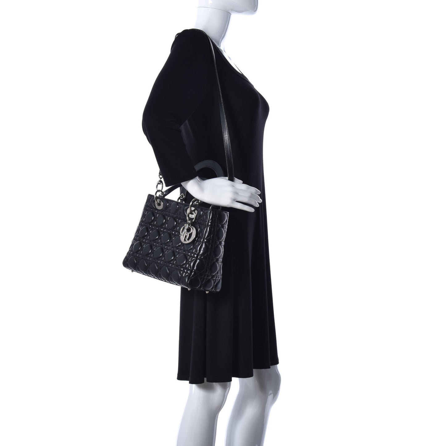 Lambskin Cannage Medium Lady Dior Black