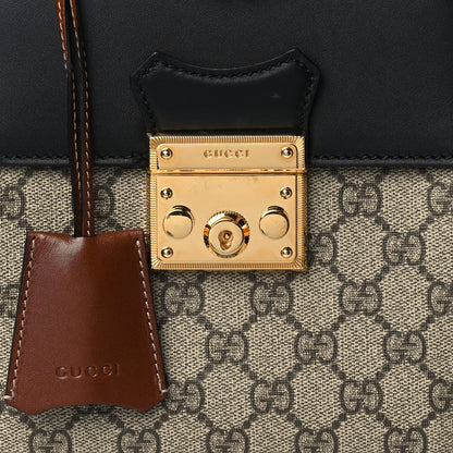 Gucci GG Supreme Monogram Calfskin Padlock Backpack Beige Cuir Black 9 of 11