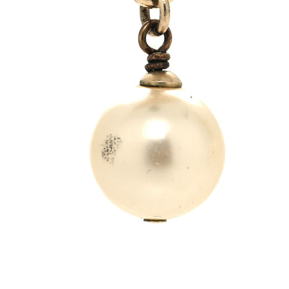 Chanel Crystal Pearl CC Drop Earrings Gold 5 of 5