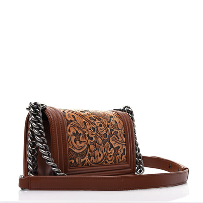 Chanel Calfskin Embossed Small Cordoba Boy Flap Brown 3 of 15