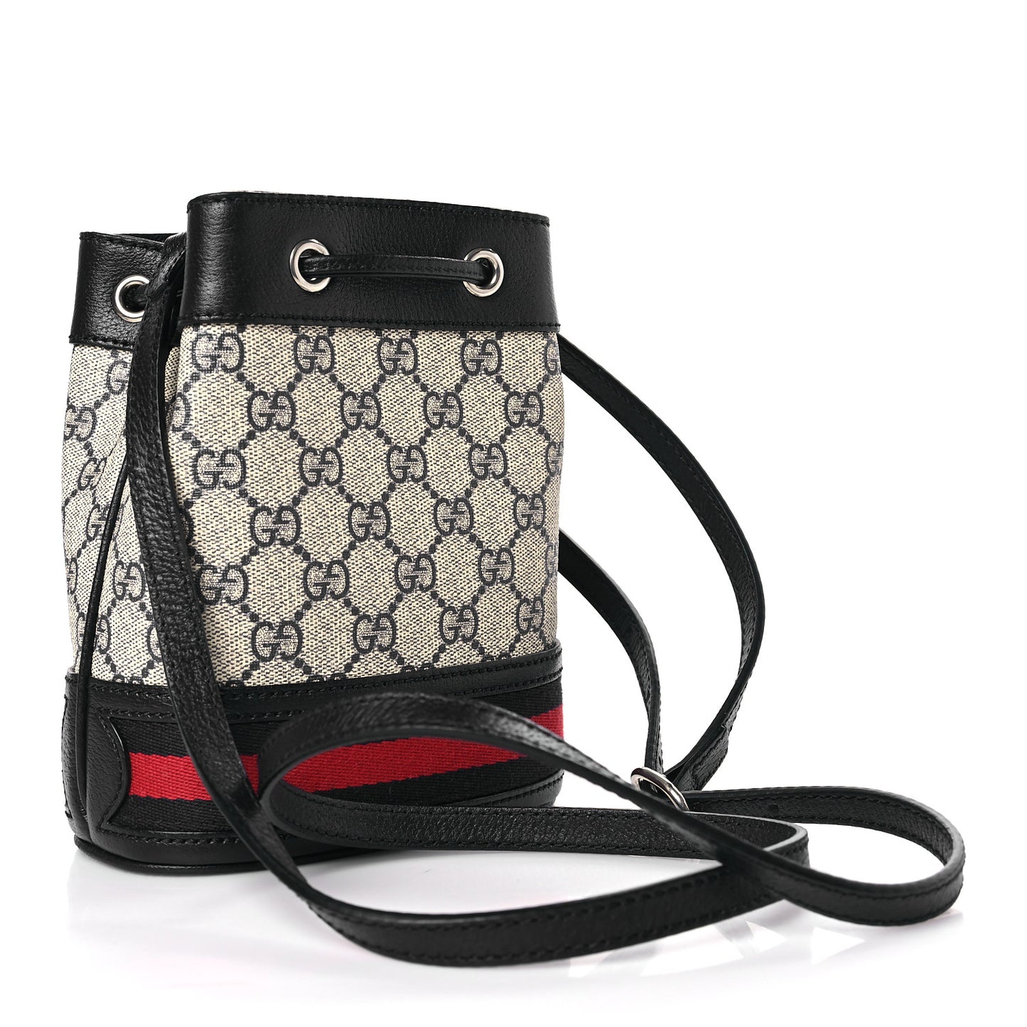GG Supreme Monogram Web Mini Ophidia Bucket Bag Beige Blue