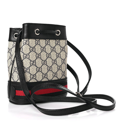 Gucci GG Supreme Monogram Web Mini Ophidia Bucket Bag Beige Blue 3 of 8