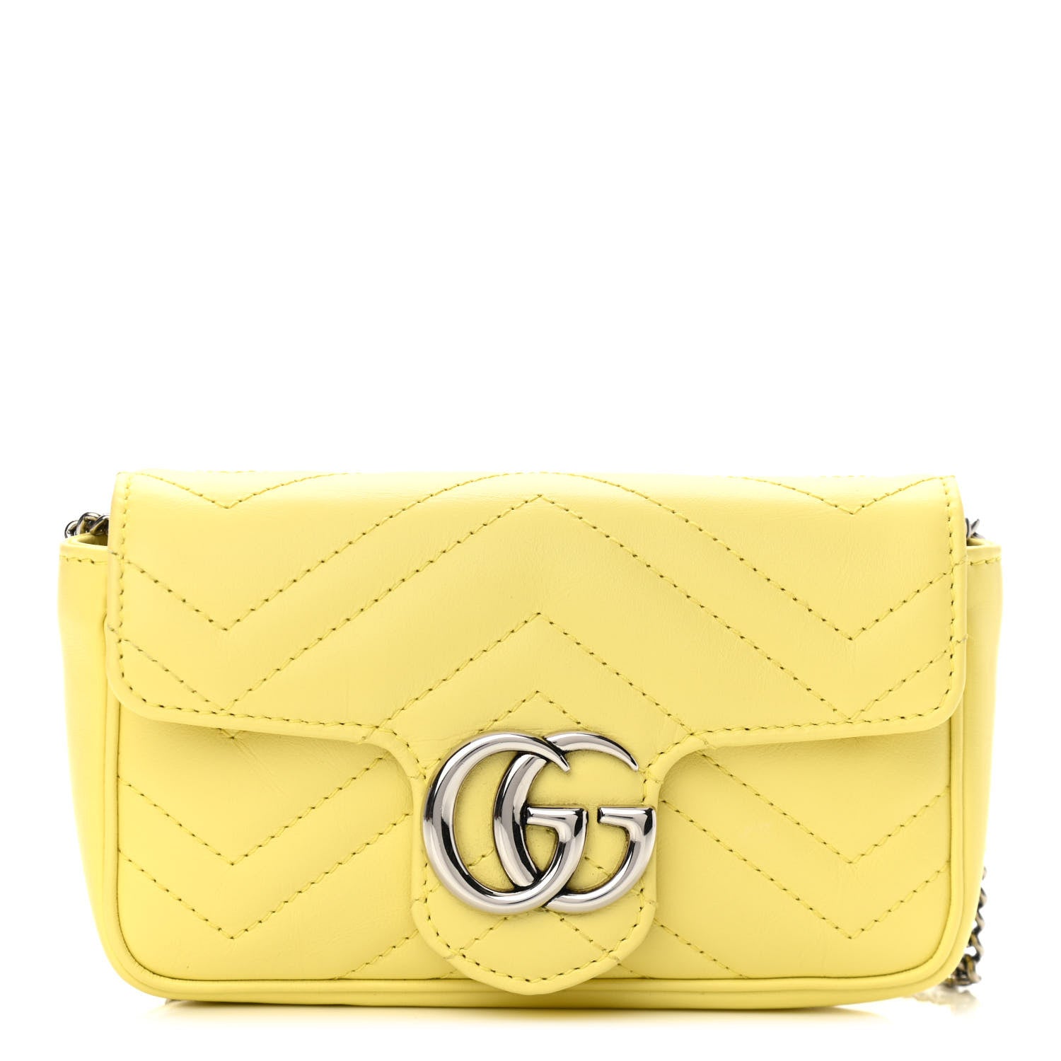 Gucci Calfskin Matelasse Super Mini GG Marmont Shoulder Bag Banana 1 of 11