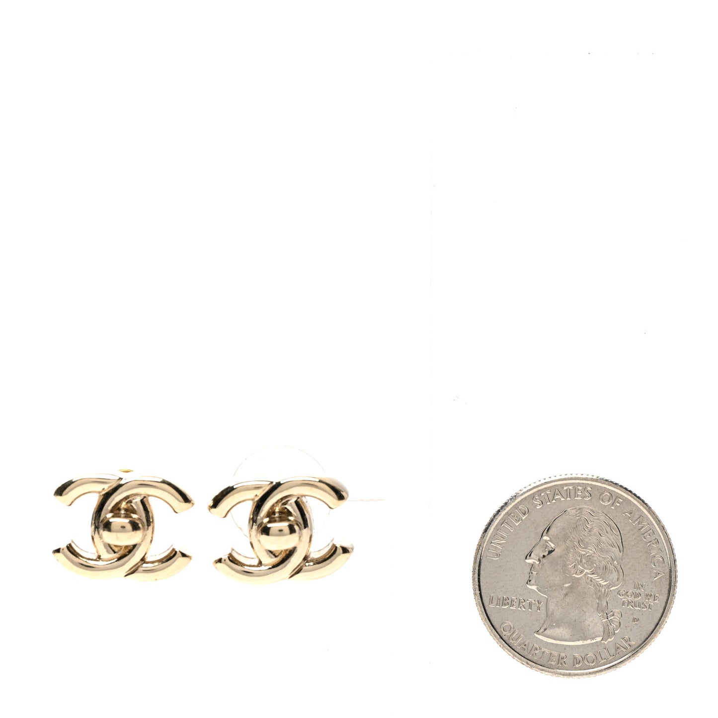 Metal Logo CC Turnlock Earrings Gold