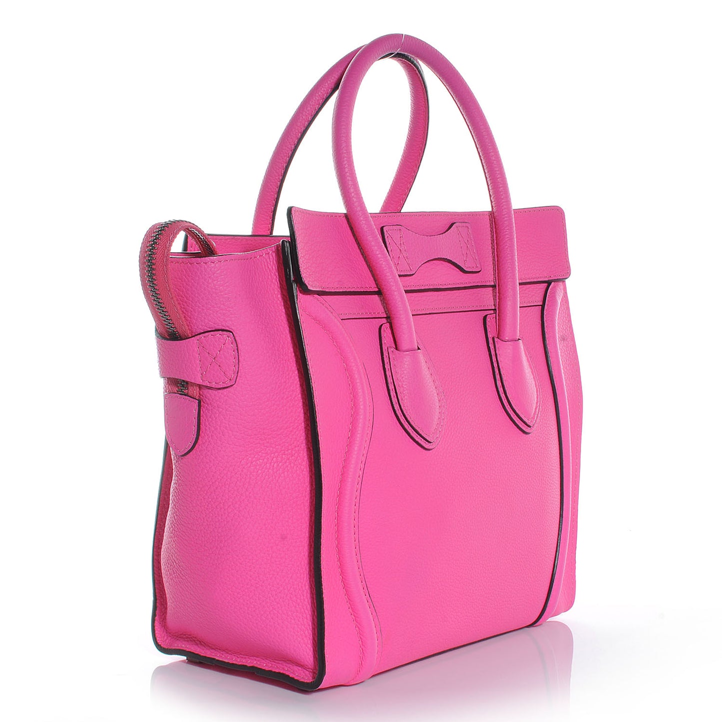 Drummed Leather Micro Luggage Fluo Pink