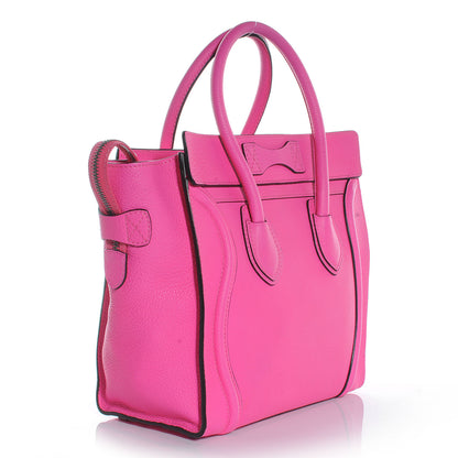 Celine Drummed Leather Micro Luggage Fluo Pink 3 of 7