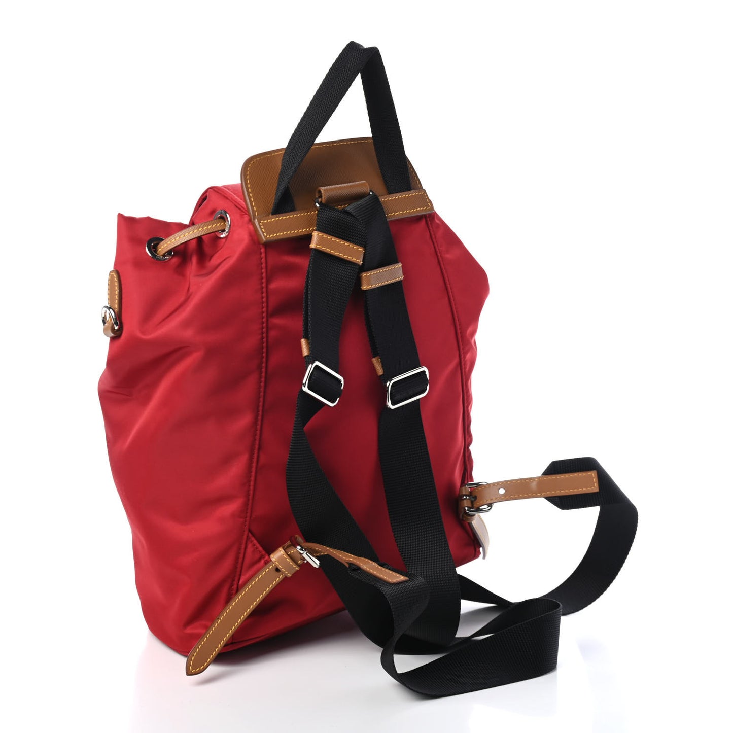 Nylon Vela Saffiano Drawstring Backpack Red